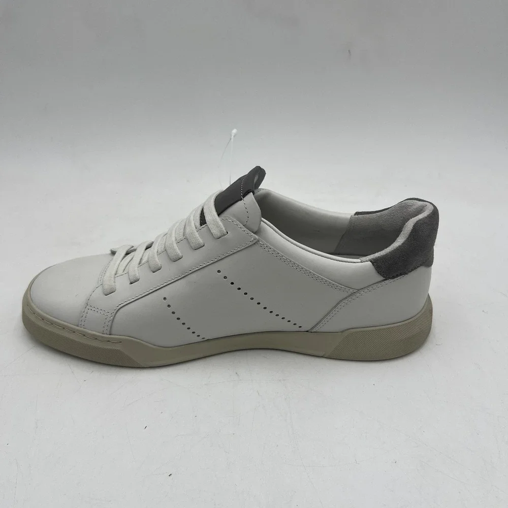 Vince Mercer Shoes Mens 7.5 White Gray Leather Low Top Casual Sneakers Classic - Picture 4 of 10